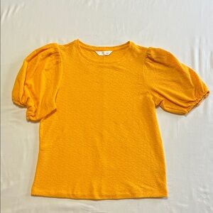LC Lauren Conrad Textured Puff-Sleeve Top in Golden Yellow